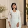 Firoza Mist in Firoza Mist - hand-embroidered Chikankari by Unique Creation