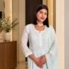 Firoza Mist in Firoza Mist - hand-embroidered Chikankari by Unique Creation