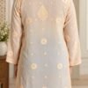Gulabon Ki Gala Booti in Champagne Peach - hand-embroidered Chikankari by Unique Creation