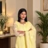 Gulmehar in Soft Pastel Yellow - hand-embroidered Chikankari by Unique Creation