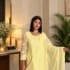 Gulmehar in Soft Pastel Yellow - hand-embroidered Chikankari by Unique Creation
