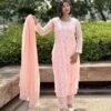 Gulruk in Soft Pink - hand-embroidered Chikankari by Unique Creation