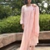 Gulruk in Soft Pink - hand-embroidered Chikankari by Unique Creation