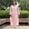 Gulruk in Soft Pink - hand-embroidered Chikankari by Unique Creation