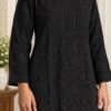 Kairi Ki Kala in Black - hand-embroidered Chikankari by Unique Creation