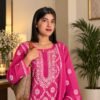 Kota Nazakat in Fuchsia Pink - hand-embroidered Chikankari by Unique Creation
