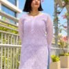 Mahira in Lavender Mist - hand-embroidered Chikankari by Unique Creation