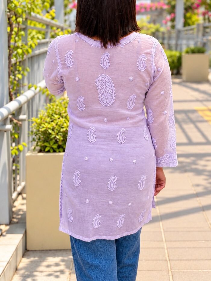 Mahira in Lavender Mist - hand-embroidered Chikankari by Unique Creation