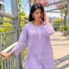 Meher Muslin in Lavender Lilac - hand-embroidered Chikankari by Unique Creation