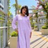 Meher Muslin in Lavender Lilac - hand-embroidered Chikankari by Unique Creation