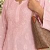 Mera Muslin in Blush Pink - hand-embroidered Chikankari by Unique Creation