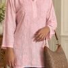 Mera Muslin in Blush Pink - hand-embroidered Chikankari by Unique Creation