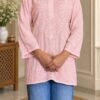 Mera Muslin in Blush Pink - hand-embroidered Chikankari by Unique Creation