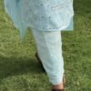 Mukesh Noor in Soft Aqua Blue - hand-embroidered Chikankari by Unique Creation