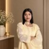FIZA Pure Kota Doria Hand Embroidered Chikankari 4 Piece Set in Butter Yellow - hand-embroidered Chikankari by Unique Creation
