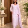 Rang-e-Lavender in Lavender - hand-embroidered Chikankari by Unique Creation