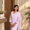 Rang-e-Lavender in Lavender - hand-embroidered Chikankari by Unique Creation
