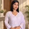 Rang-e-Lavender in Lavender - hand-embroidered Chikankari by Unique Creation