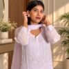 Rang-e-Lavender in Lavender - hand-embroidered Chikankari by Unique Creation