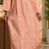 Shaan-e-Mul Mul in Peach - hand-embroidered Chikankari by Unique Creation